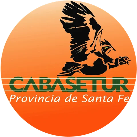 Logo de CABASETUR: un chajá en vuelo sobre un sol naranja, con el nombre de la cámara cruzado por líneas blancas