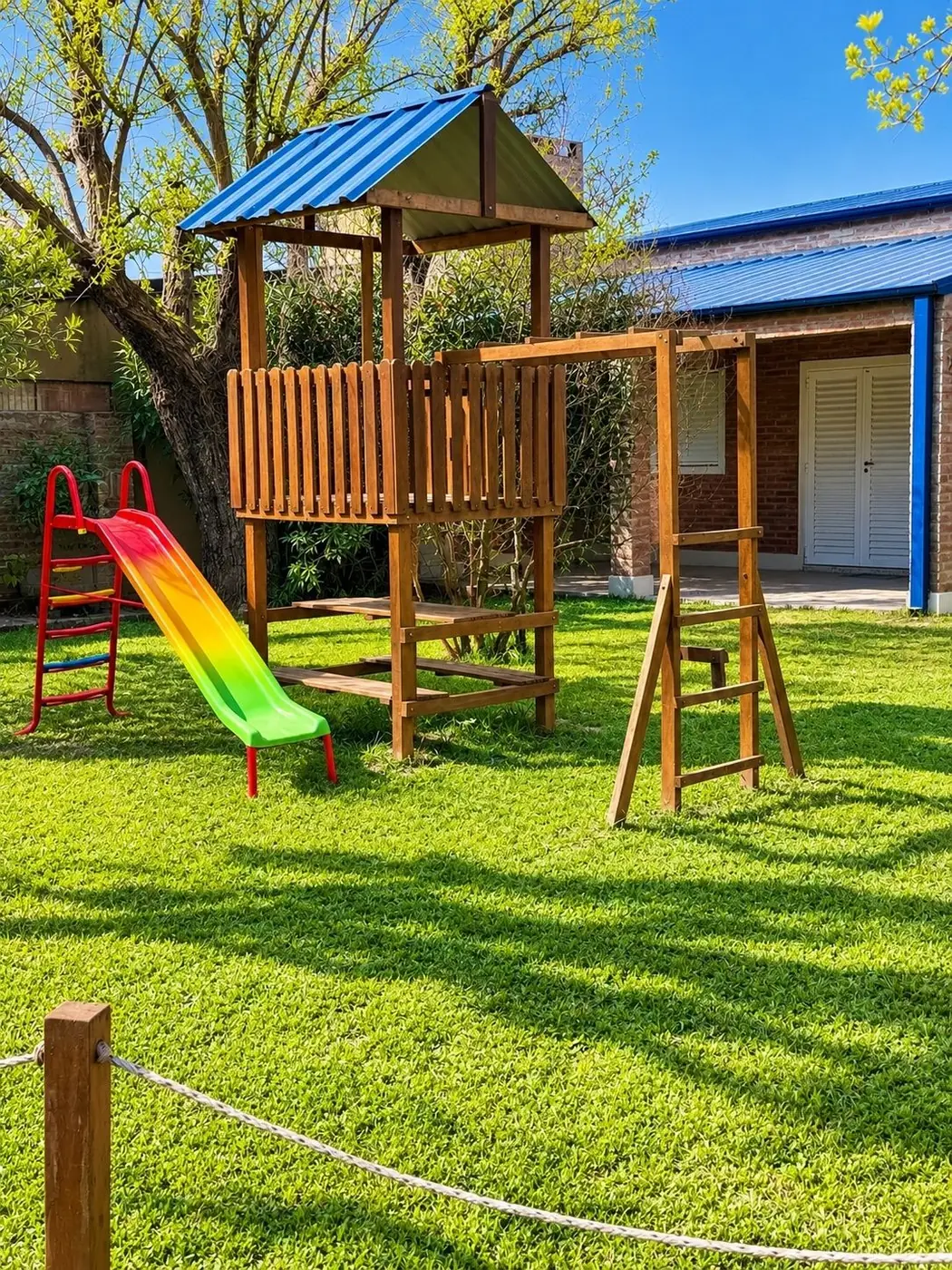 Juegos para chicos con tobogán en el parque